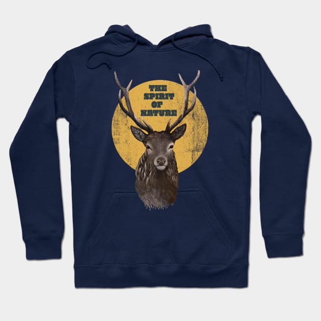 Hand drawn Painting of Deer face the spirit of nature. Hoodie by Lewzy Design